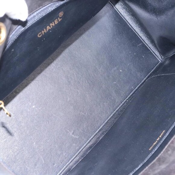 CHANEL Matelasse Chain Hand Bag Lamb Skin Black Gold CC Auth - Picture 13 of 16